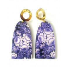 Purple Earrings, Floral 